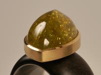 Ring, Stahl, Gold, gelber Turmalin